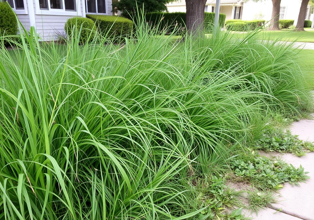 Overgrown lawn before Clean Cuts service
